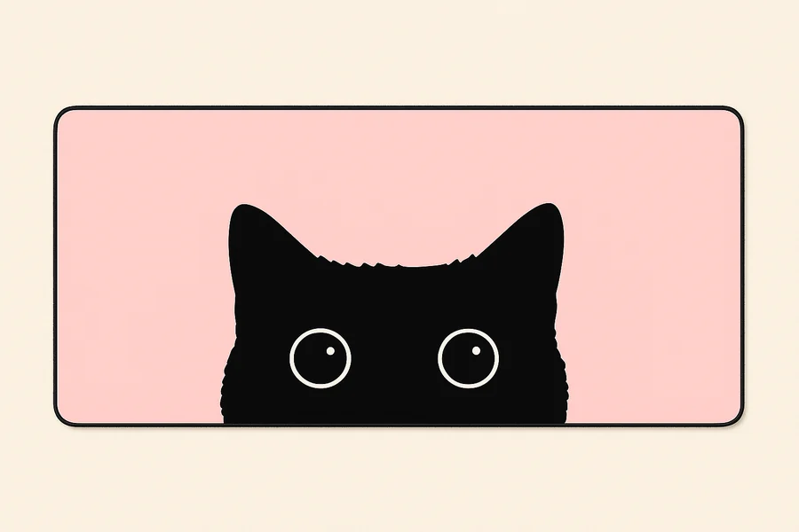 Tapis de souris XXL chat noir sur fond rose