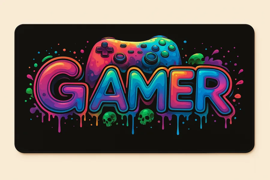 Tapis de souris XXL gaming lettres GAMER fluo